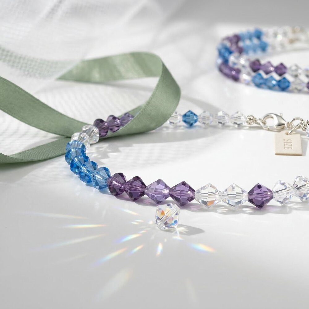 Purple & Blue Ombre Crystal Bracelet – Handmade - Picture 4 of 4
